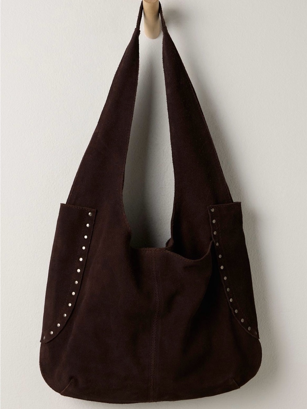 NWT Free People Rori Suede Tote Hobo Shoulder Bag in Espresso - Picture 2 of 16